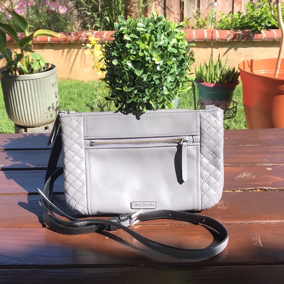 Vera Bradley Handbags - Vera Bradley gray leather crossbody bag